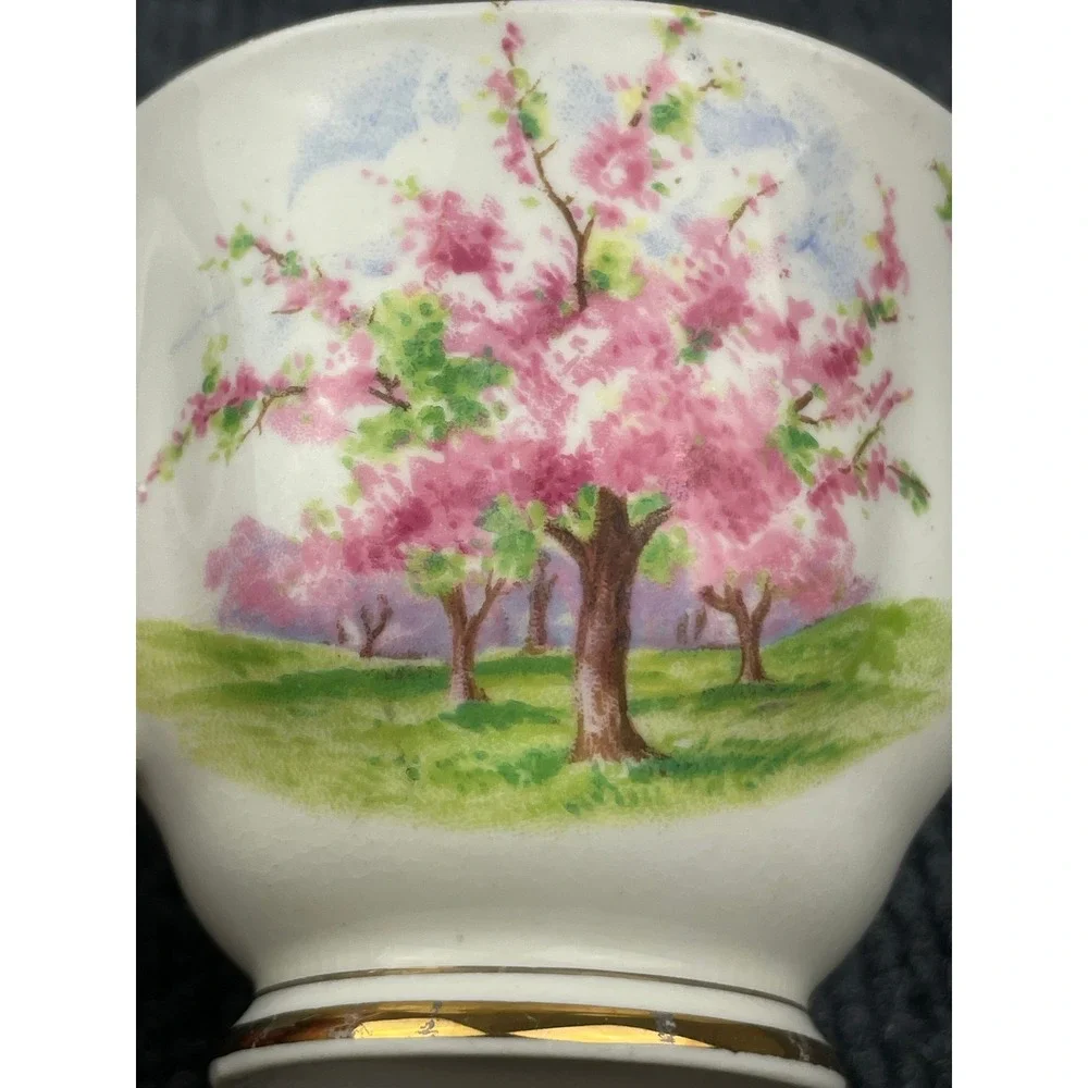 VTG. Royal Albert Blossom Time Teacup Pink Floral Bone China Gold Trim England